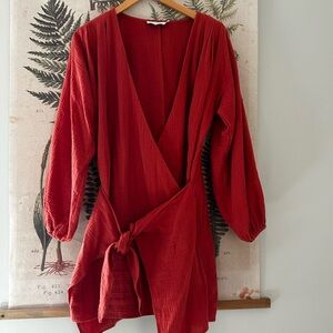 Lush Wrap Mini Dress - Terracotta